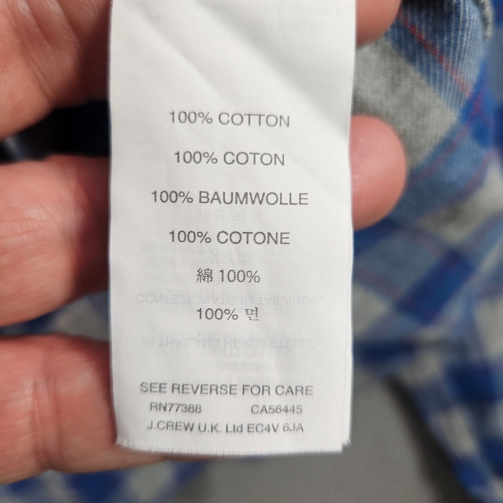J Crew Women‎ Size 6 Blue Grey Plaid Flannel Button Up Shirt Long Sleeve Cotton - Picture 4 of 9
